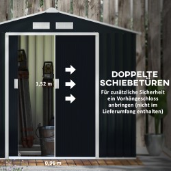 Metallinen pihavarasto liukuovilla 213 x 130 x 185 cm tummanharmaa