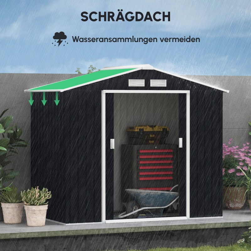 Metallinen pihavarasto liukuovilla 213 x 130 x 185 cm tummanharmaa