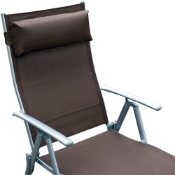 Aurinkotuoli ulkokäyttöön, metallirunko ja Texteline, 7-asentoinen selkänoja, taittuva, ruskea, max 165 kg