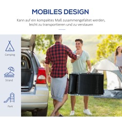 Kokoontaitettava puutarhalepotuoli ulkokäyttöön, metallirunko ja Texteline, säädettävä selkänoja, musta