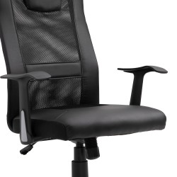 Ergonominen työtuoli johtajantuoli, keinonahka ja verkkokangas, säädettävä, musta