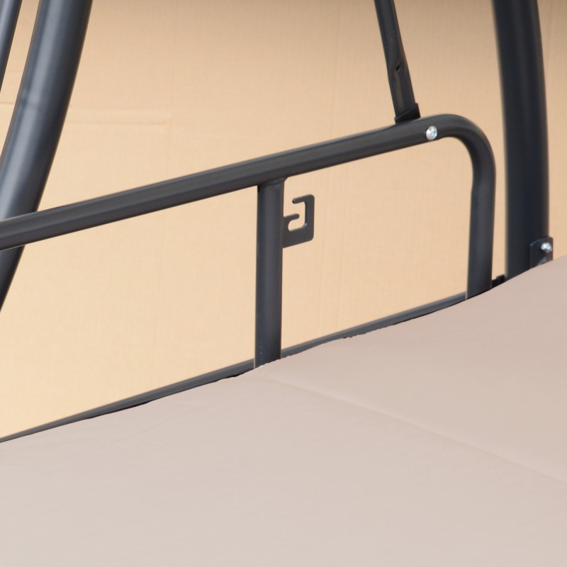 Puutarhakeinu lepotasoksi muunnettava 3 hengelle teräsrunko 200x125x170 cm ruskea