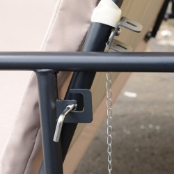 Puutarhakeinu lepotasoksi muunnettava 3 hengelle teräsrunko 200x125x170 cm ruskea