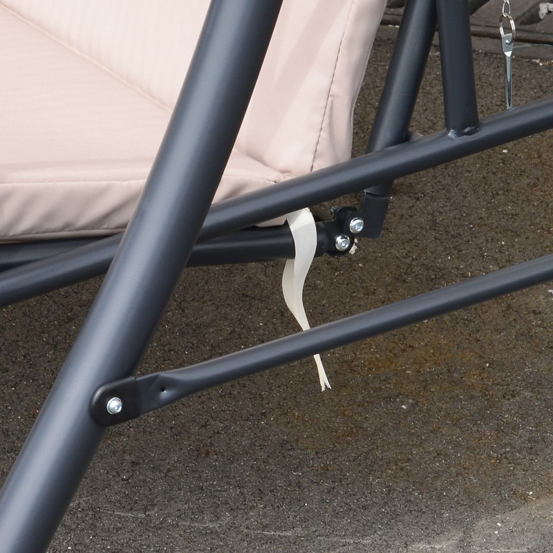 Puutarhakeinu lepotasoksi muunnettava 3 hengelle teräsrunko 200x125x170 cm ruskea