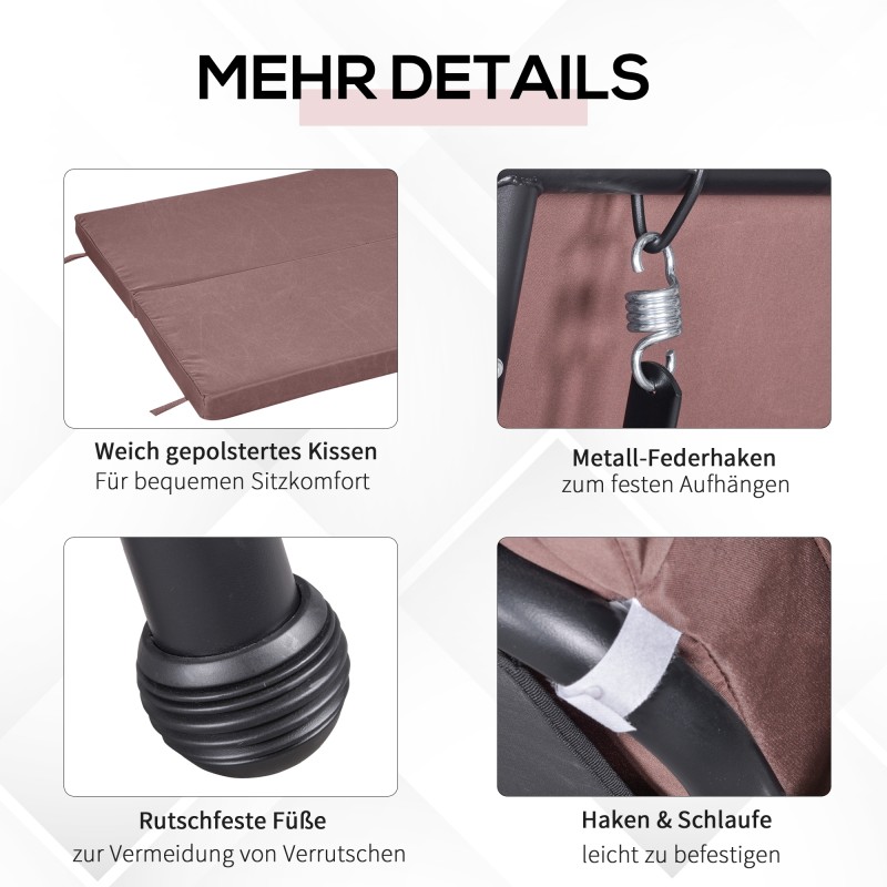 Puutarhakeinu lepotasolla 3 hengelle teräsrunko 215 x 120 x 165 cm ruskea/musta