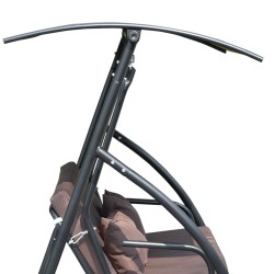 Puutarhakeinu lepotasolla 3 hengelle teräsrunko 215 x 120 x 165 cm ruskea/musta