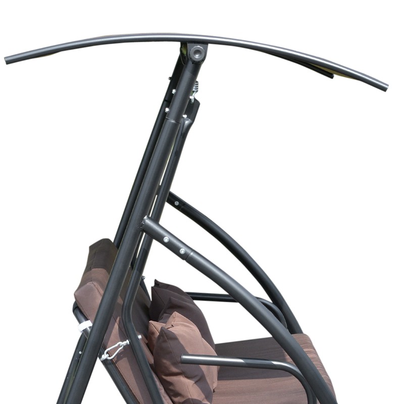 Puutarhakeinu lepotasolla 3 hengelle teräsrunko 215 x 120 x 165 cm ruskea/musta