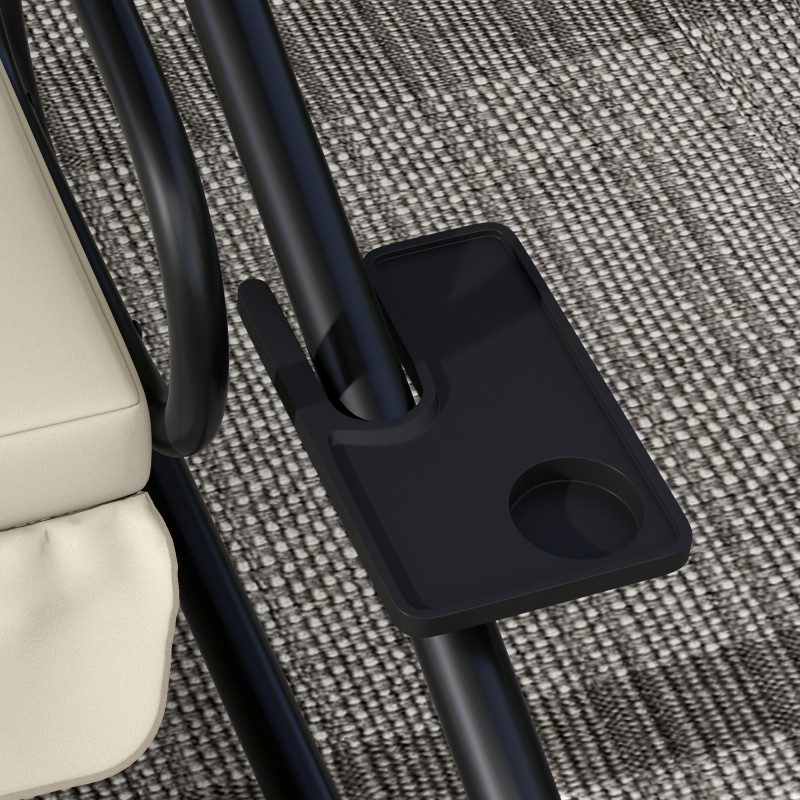 2-in-1 puutarhakeinu vuodeominaisuudella, teräsrunko, 200x120x164 cm, 3 hengelle, kermanvalkoinen