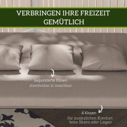 3 hengen terassikeinu lepotuolitoiminnolla, teräsrunko 218x120x168 cm, vaaleanruskea