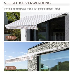 Terassimarkiisi käsikäyttöinen alumiini 295 x 245 cm valkoinen/beige seinäkiinnitys