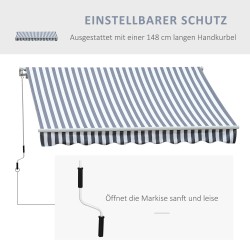 Nivelvarjokate terassille ja parvekkeelle alumiinia 295 x 245 cm harmaa-valkoinen