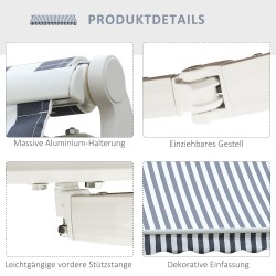 Nivelvarjokate terassille ja parvekkeelle alumiinia 295 x 245 cm harmaa-valkoinen