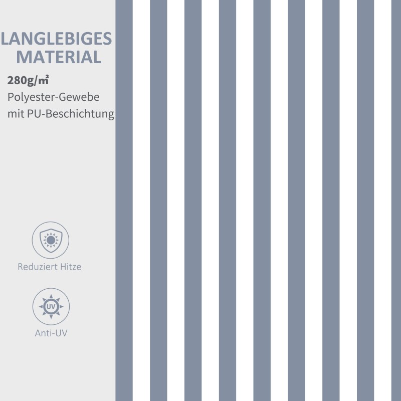 Nivelvarjokate terassille ja parvekkeelle alumiinia 295 x 245 cm harmaa-valkoinen