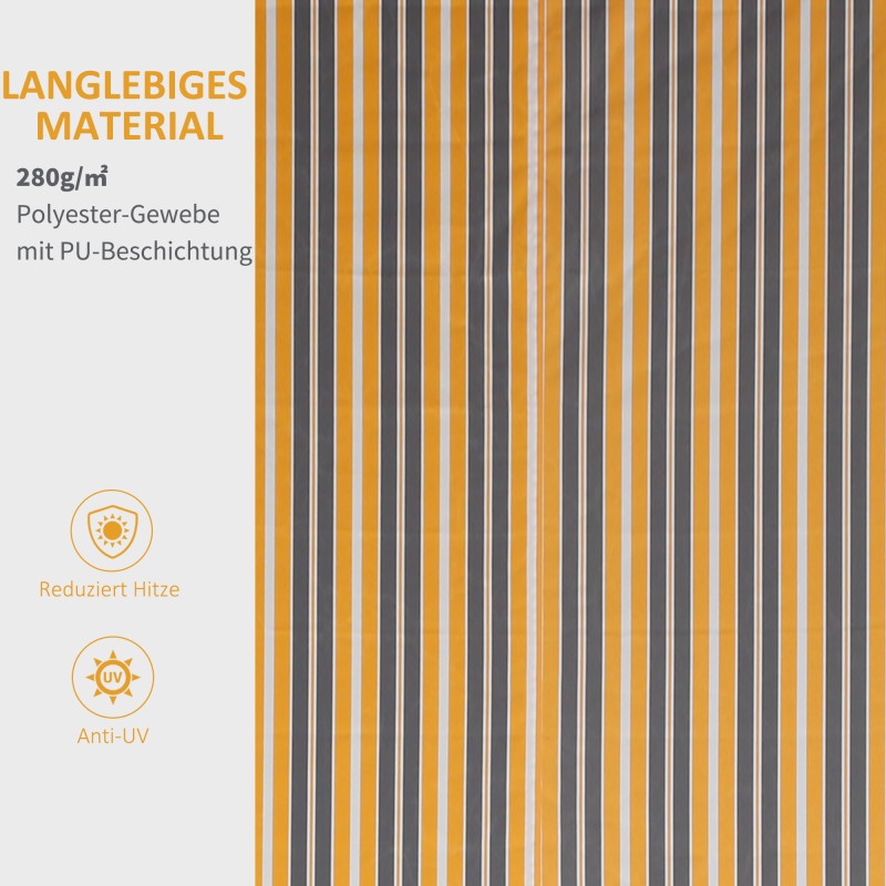 Markiisi nivelvarsimarkiisi terassille ja parvekkeelle, alumiini, 295 x 245 cm, keltainen/harmaa