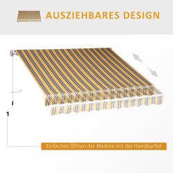 Markiisi nivelvarsimarkiisi terassille ja parvekkeelle, alumiini, 295 x 245 cm, keltainen/harmaa