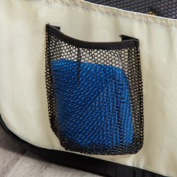 Pentuaitaus taittuva pop up verkolla koirille ja pienille lemmikeille Ø120 x 58 cm musta kermanvalkoinen