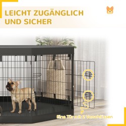 Koira- ja pieneläinaitaus teräs 8 paneelia Ø159 x 76 cm vedenpitävä pohja ja kattopaneeli musta