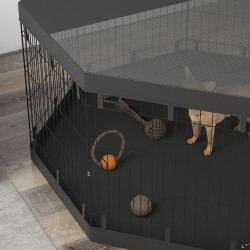 Koira- ja pieneläinaitaus teräs 8 paneelia Ø159 x 76 cm vedenpitävä pohja ja kattopaneeli musta