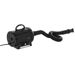 Lemmikkien fööni 2800W koirien ja kissojen turkinkuivain säädettävä lämpötila ja puhallus 3 suutinta musta