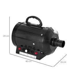 Lemmikkien fööni 2800W koirien ja kissojen turkinkuivain, säädettävä lämpötila ja puhallus, 3 suutinta, musta
