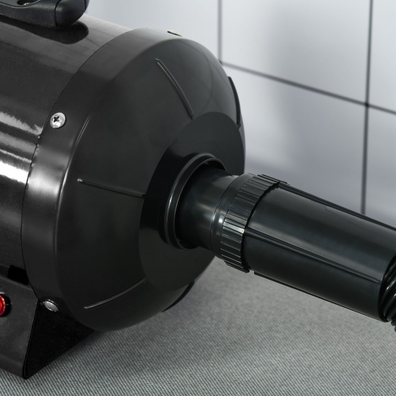 Lemmikkien fööni 2800W koirien ja kissojen turkinkuivain, säädettävä lämpötila ja puhallus, 3 suutinta, musta