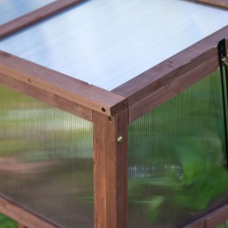 Korotettu puinen kasvilaatikko kannella 90 x 50 x 93 cm ruskea puutarhaan, parvekkeelle ja terassille