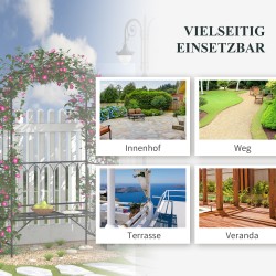 Köynnöskaari penkillä puutarhaan, metalli, 115 x 50 x 203 cm, musta