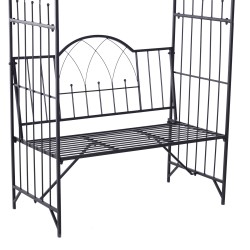Puutarhakaari penkillä, metalli 115 x 59 x 203 cm, musta