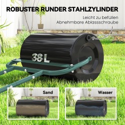 Nurmijyrä terästä 38 l täytettävä rulla 58 x 32,5 x 113 cm tummanvihreä