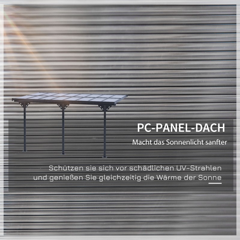 Terassikatos ulkokäyttöön alumiinia 435 x 302 cm harmaa