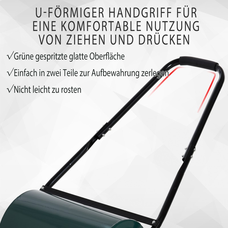 Nurmijyrä puutarhaan, metalli, täytettävä 40 l rumpu vedelle tai hiekalle, vihreä