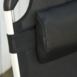 Taitettava aurinkotuoli puutarhaan, alumiinirunko, 4-asentoinen selkänoja, 120 kg, musta