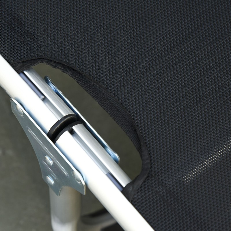 Taitettava aurinkotuoli puutarhaan, alumiinirunko, 4-asentoinen selkänoja, 120 kg, musta