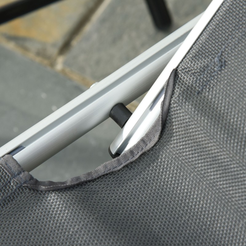 Taittuva aurinkotuoli ulkokäyttöön, alumiinirunko, säädettävä selkänoja, tyyny, harmaa