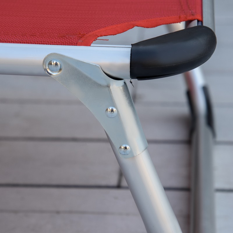 Taitettava aurinkotuoli puutarhaan, alumiinirunko, 4-asentoinen selkänoja, punainen