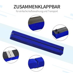 Taittuva voimistelupalkki tasapainoharjoitteluun, puu/mokka, 210 x 10 x 6,5 cm, sininen