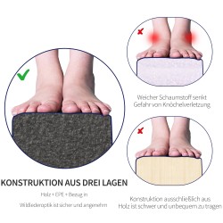 Taittuva voimistelupalkki tasapainoharjoitteluun, puu/mokka, 210 x 10 x 6,5 cm, sininen