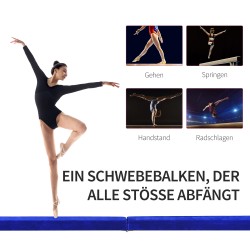 Taittuva voimistelupalkki tasapainoharjoitteluun, puu/mokka, 210 x 10 x 6,5 cm, sininen