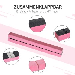 Taittuva voimistelun tasapainopalkki puurunko mokkapinta 210 x 10 x 6,5 cm pinkki