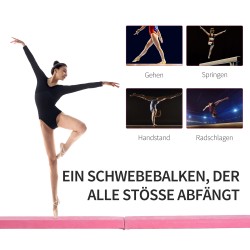 Taittuva voimistelun tasapainopalkki puurunko mokkapinta 210 x 10 x 6,5 cm pinkki