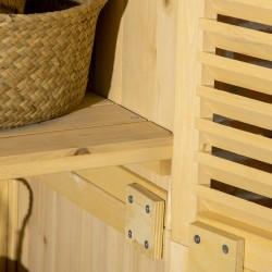 Puutarhakaappi ulkokäyttöön, mänty/kuusi, 4 hyllytasoa, luonnonpuu, 87 x 46,5 x 160 cm