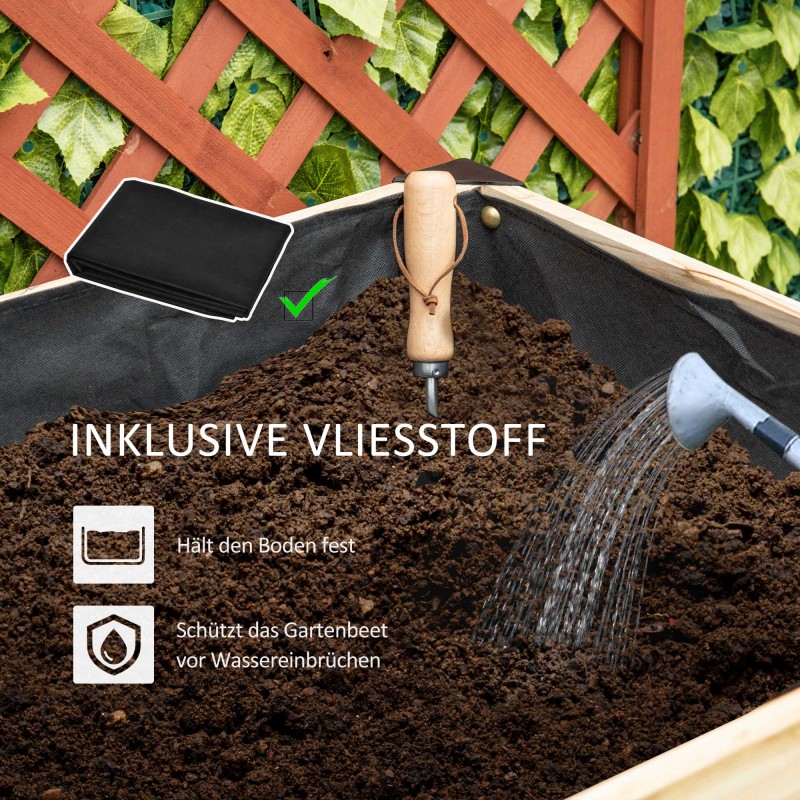 Kohopenkki istutuslaatikko puu-teräs 120 x 60 x 74 cm luonnonpuu/musta