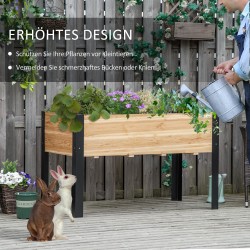 Kohopenkki istutuslaatikko puu-teräs 120 x 60 x 74 cm luonnonpuu/musta