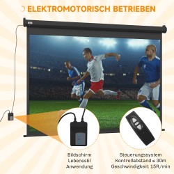 Moottoroitu valkokangas 100" 4:3, 203 x 152 cm, seinä/kattoasennus, musta