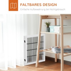 Koiraportti tukijaloilla, mäntyä, metalliritilä, kokoontaitettava, 185 x 36 x 71 cm, valkoinen