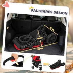 Lemmikkirattaat koiralle teräsrunko 3 pyörää 10 kg punainen 109,5x57,5x106,5 cm