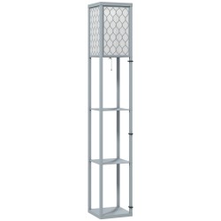 Lattiavalaisin hyllyllä 3 tasoa MDF 26 x 26 x 160 cm vaaleanharmaa