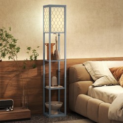 Lattiavalaisin hyllyllä, 3 tasoa, MDF, 26 x 26 x 160 cm, vaaleanharmaa