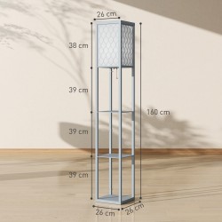 Lattiavalaisin hyllyllä, 3 tasoa, MDF, 26 x 26 x 160 cm, vaaleanharmaa