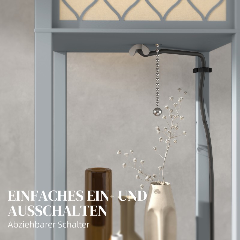 Lattiavalaisin hyllyllä, 3 tasoa, MDF, 26 x 26 x 160 cm, vaaleanharmaa